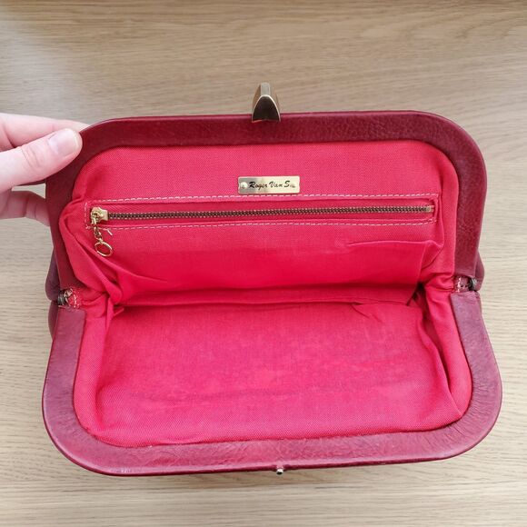 Vintage 50's Roger Van S Red Leather Clutch - Picture 3 of 9